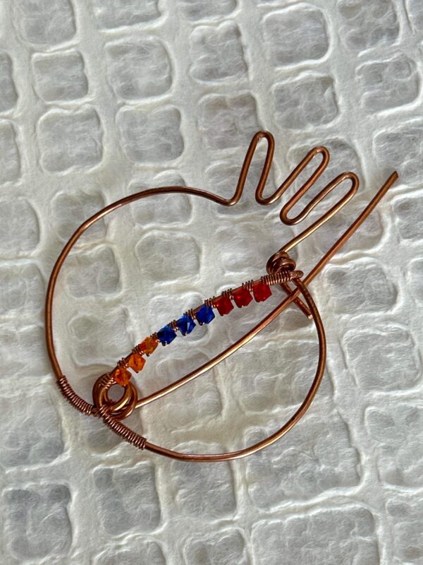 Copper Wire Pomegranate Sweater/Scarf/Hat Pin with Red-Blue-Orange Swarovski Crystals - Image 3