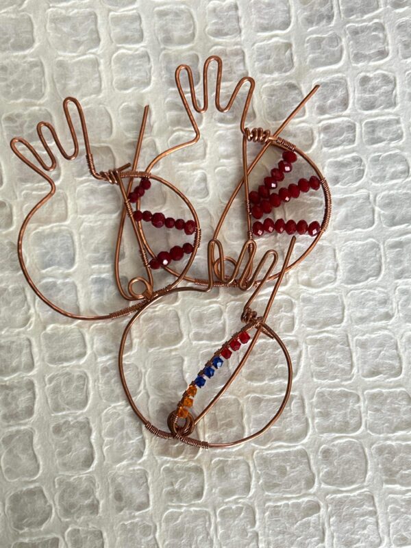Copper Wire Pomegranate Sweater/Scarf/Hat Pin with Red-Blue-Orange Swarovski Crystals - Image 4