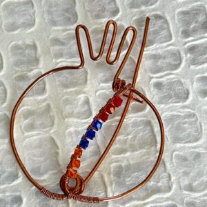 Copper Wire Pomegranate Sweater/Scarf/Hat Pin with Red-Blue-Orange Swarovski Crystals