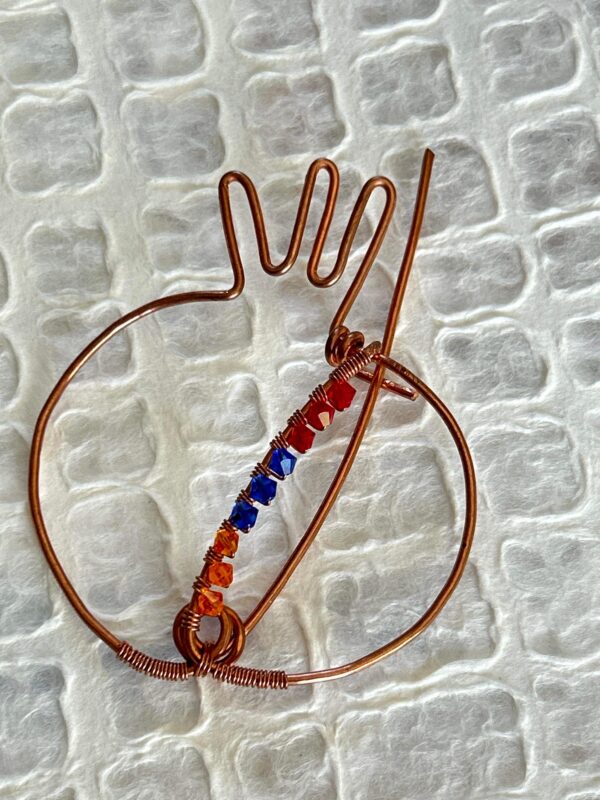 Copper Wire Pomegranate Sweater/Scarf/Hat Pin with Red-Blue-Orange Swarovski Crystals