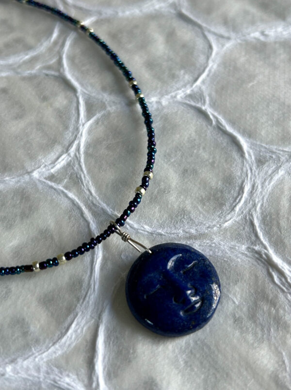 Blue Moon Lapis Stone Choker Necklace - Image 3