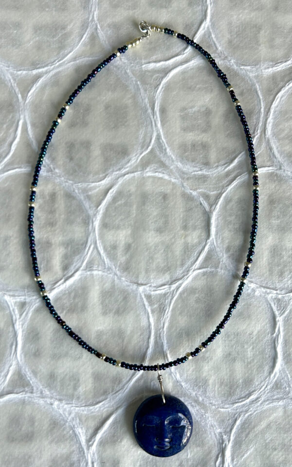 Blue Moon Lapis Stone Choker Necklace - Image 2