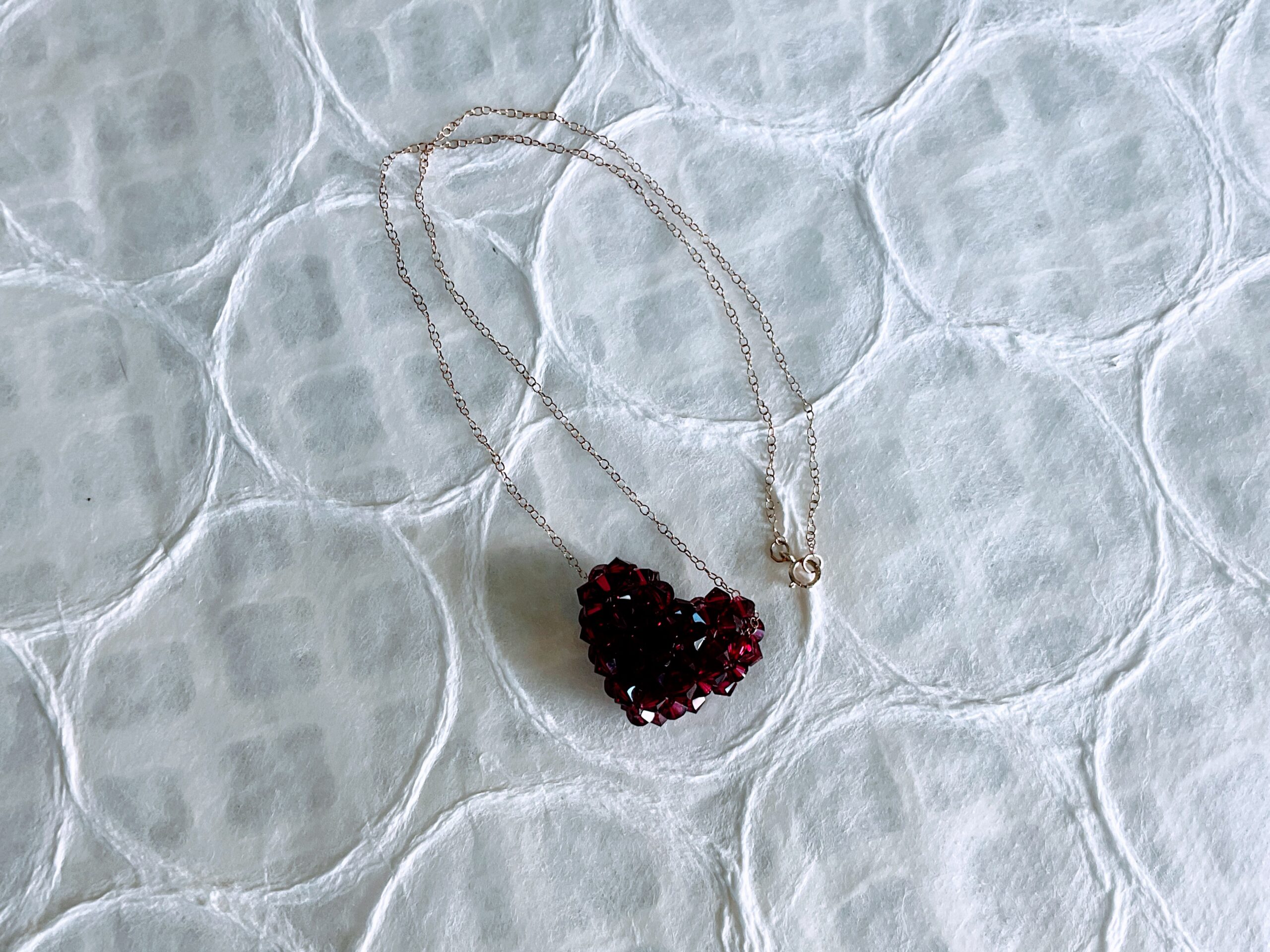 Beaded Dimensional Swarovski Heart Pendant on Sterling Chain - Image 2
