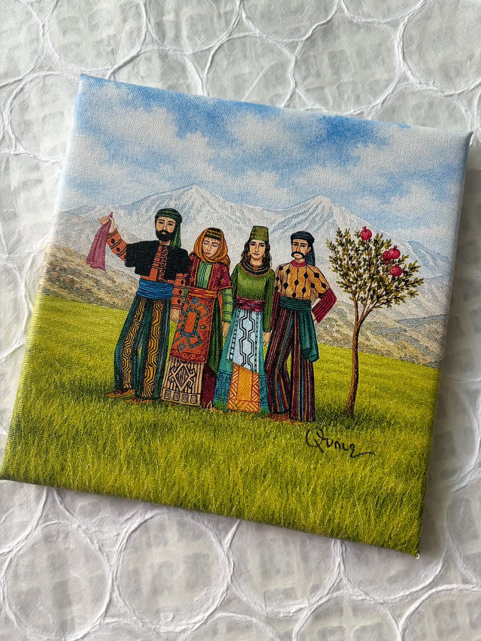 "Village Dance" - 8" x 8" Print on Canvas
